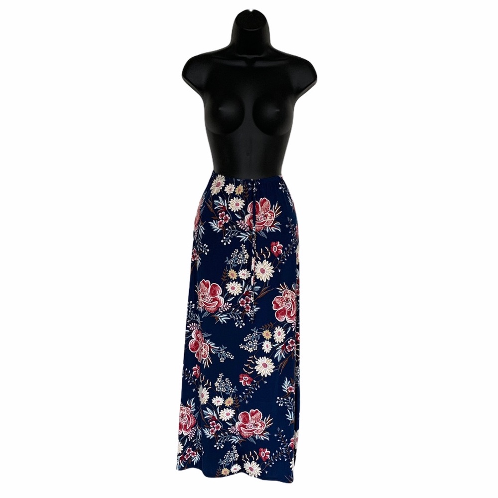 High Waist Navy Floral Maxi Skirt